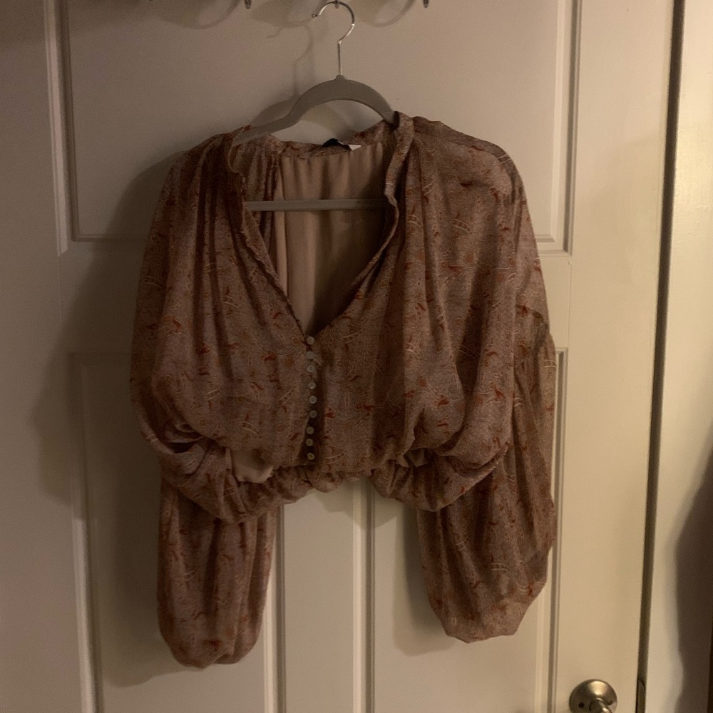 NWT Zara Cropped Print mulitcolor blouse!💕